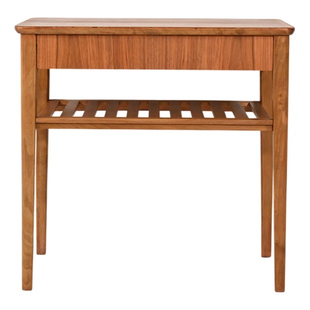 Scandinavian Bedside Table with Slatted Magazine Rack, 1950s | Chairish