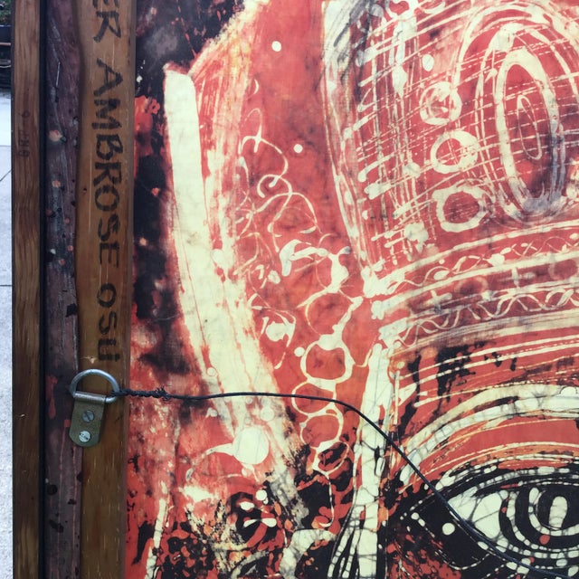 Abstract Modern Religious Man Batik Fabric Painting 50" For Sale - Image 9 of 12