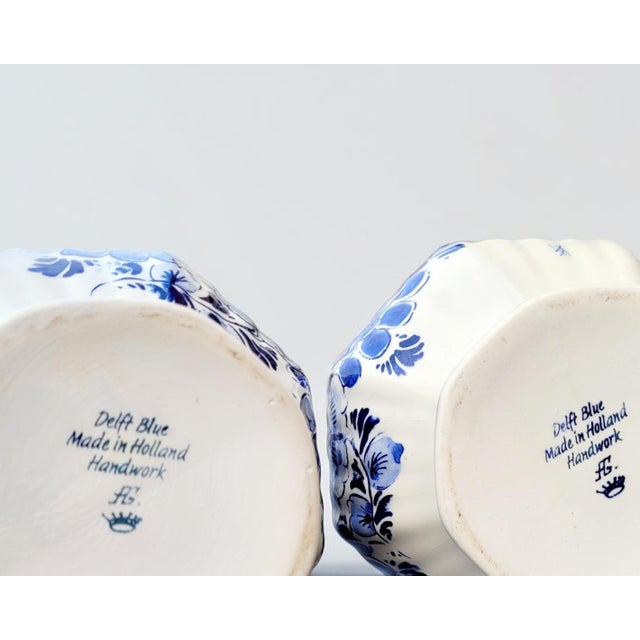 20th-Century Blue Delftware Knobbel Vases from Delft, Holland, 1920s, Set of 2 For Sale - Image 4 of 18