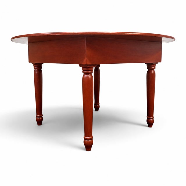 Mid-Century Hand-Painted Magnolia Round Farmhouse Dining Table, 57 Inch For Sale - Image 4 of 15