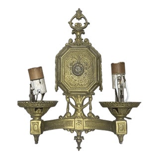 Antique Arts & Crafts Wall Sconce Double 2 Light for Repair For Sale