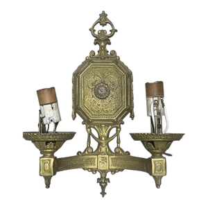Antique Arts & Crafts Wall Sconce Double 2 Light for Repair
