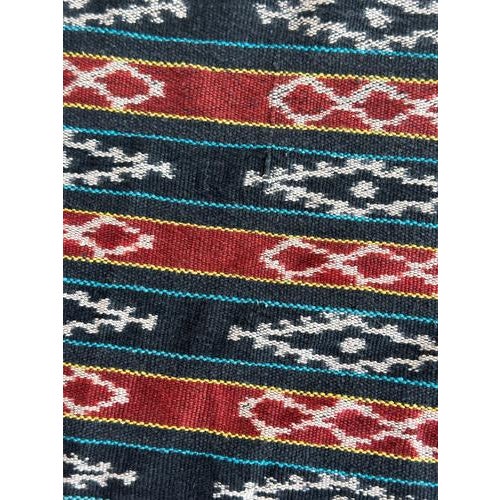 Black Indonesian Traditional Red, Black, Yellow & Blue Ikat Fabric For Sale - Image 8 of 18