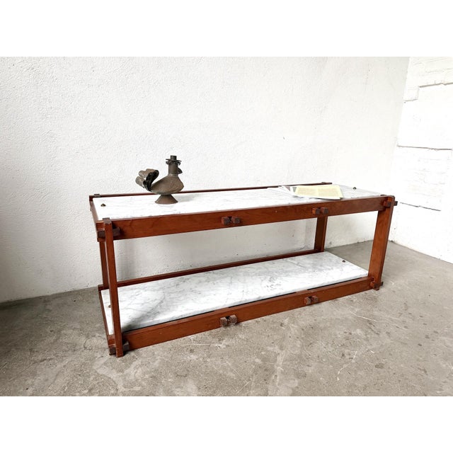 Italian Modernist Étagère in Teak and Carrara Marble, 1950s For Sale - Image 18 of 18
