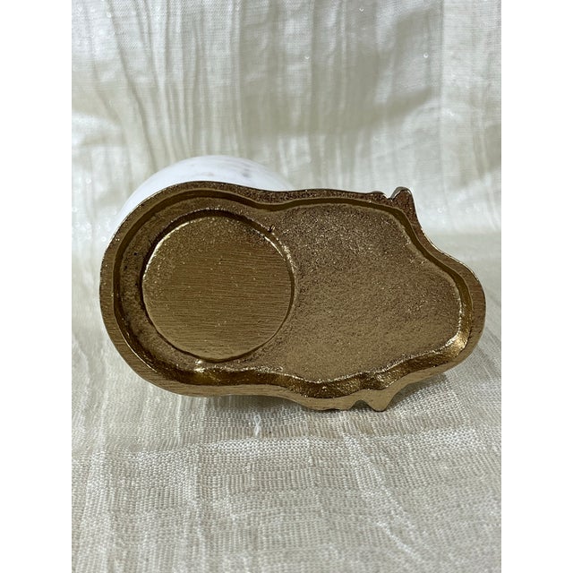 Gold Palm Beach Style Gold Heron Accent Sculpture With Marble Bowl For Sale - Image 8 of 10