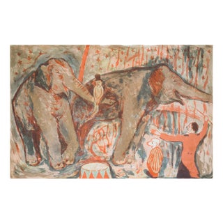 Circus Elephants, 1950s, Lithograph For Sale