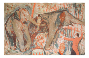 Circus Elephants, 1950s, Lithograph