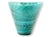 A striking handblown Murano art glass vase in luminous aquamarine tones, showcasing swirling layers of translucent color...