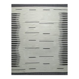 10x14 Sloane Majestic Gray Minimalist Kilim Geometric Modern Flatweave Wool Rug For Sale