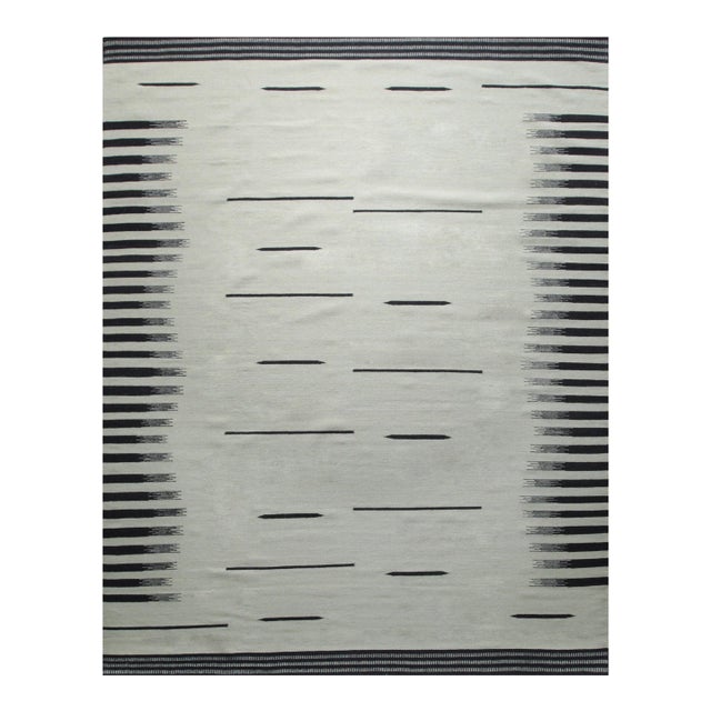 10x14 Sloane Majestic Gray Minimalist Kilim Geometric Modern Flatweave Wool Rug For Sale