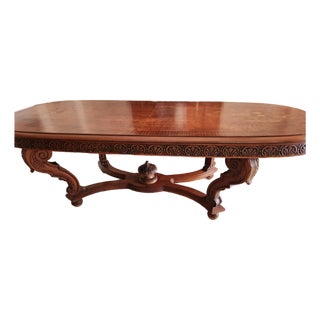 Antique Renaissance Revival Inlay Dining Table For Sale