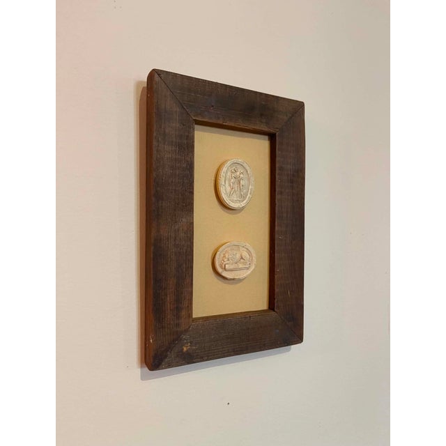 English Italian Plaster Intaglios in 1880s Pine Frame For Sale - Image 3 of 6