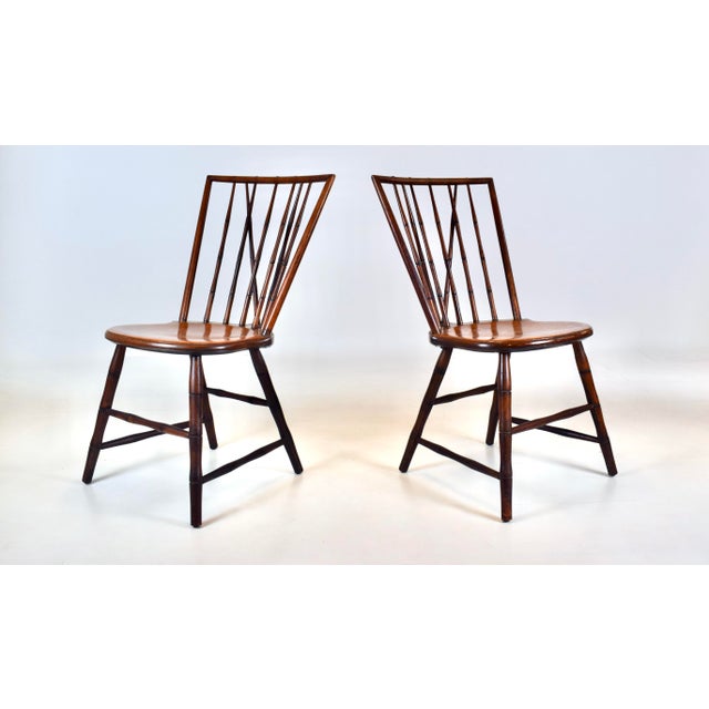 Mid-Century Birdcage Windsor Side Chairs, Handcrafted Walnut, Usa For Sale - Image 4 of 12