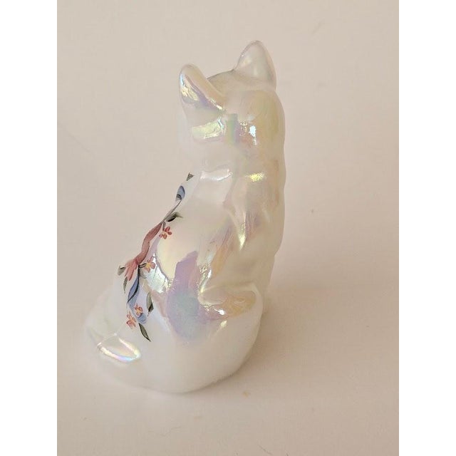 Hollywood Regency Fenton Cat Hand Painted by Smith, Hearts & Flowers For Sale - Image 3 of 11