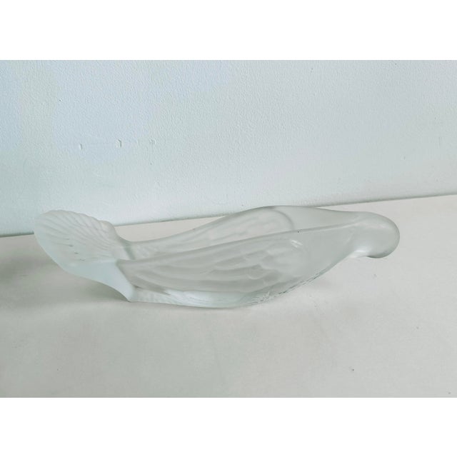 1930s 1930s Art Deco Frosted Glass Bird or Dove H. Hoffman Style Cracker Serving Dish Catchall For Sale - Image 5 of 9