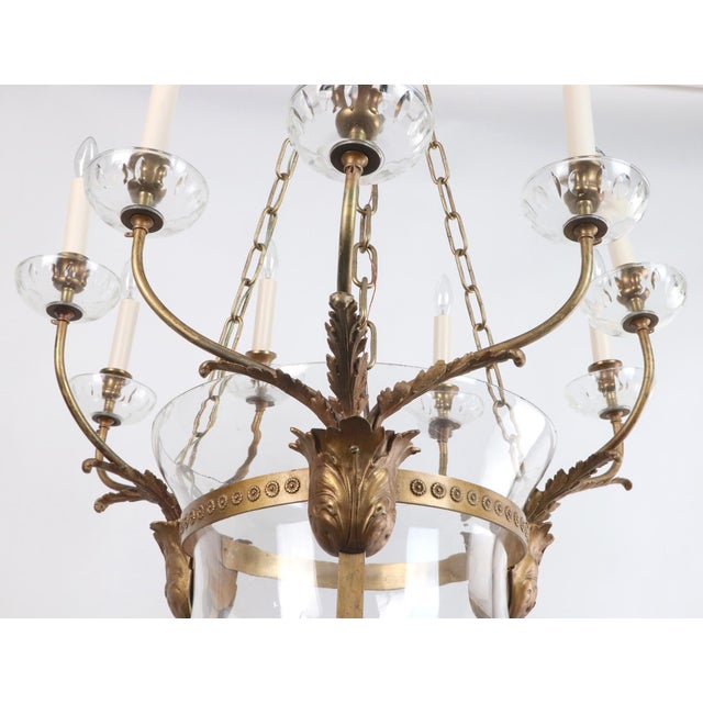 Early 20th Century Early 20th Century The Plaza Hotel Bronze Glass Bell Jar Ceiling Light For Sale - Image 5 of 12
