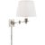 Triple Swing Arm Wall Lamp in Polished Nickel with Silk Shade Height: 13" Extension: 18.5" Backplate: 3.5" x 4.5"...