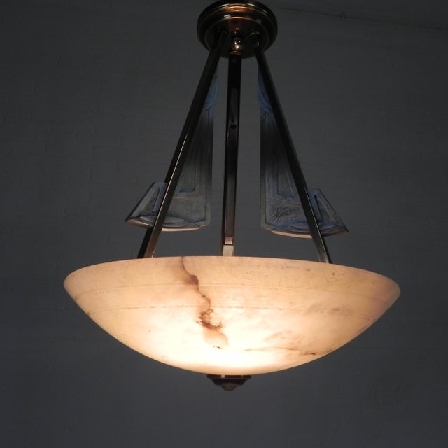 Art Deco Style Pendant Lamp with Alabaster Bowl, 1980s For Sale - Image 18 of 18