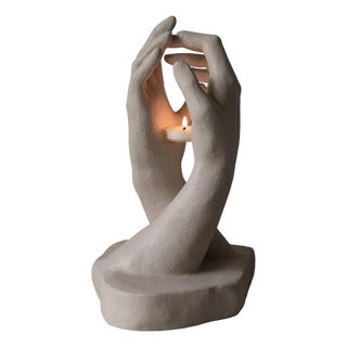 Wabi-Sabi Style Hand-Shaped Ambient Candle Lamp For Sale