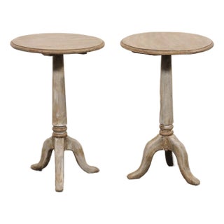 Vintage Round Pedestal Side Tables - A Pair For Sale