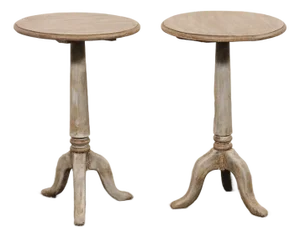 Vintage Round Pedestal Side Tables - A Pair