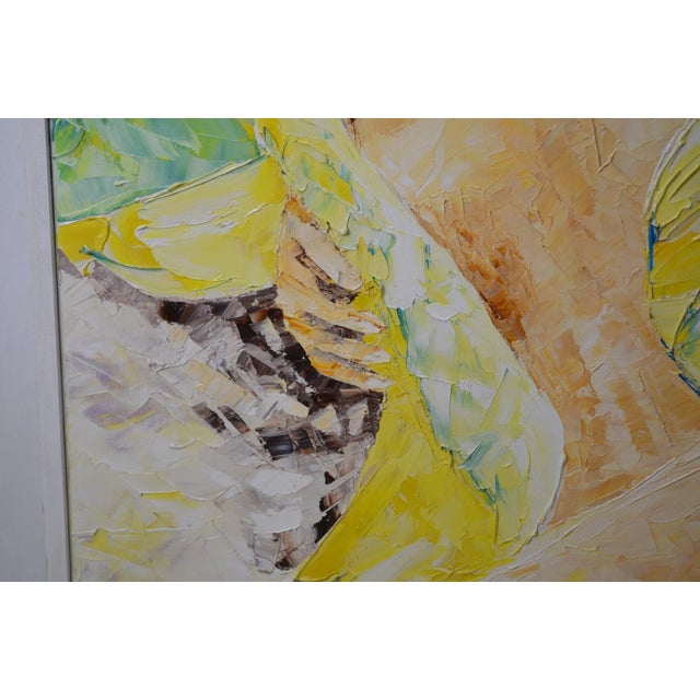 Textile Contemporary French School Alexandre Pergler De Perglas Expressionist Figurative Painting, "Yellow Draped Nude" For Sale - Image 7 of 13
