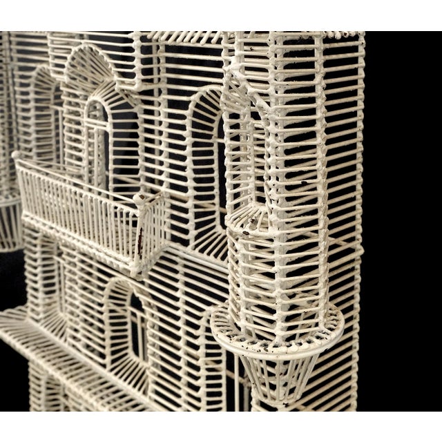 53" Tall c1960s Very Fine Wall Wire Sculpture of Castle House Architecture For Sale - Image 9 of 17
