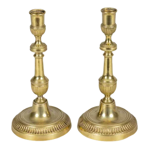 19th Century French Brass Candlesticks - A Pair
