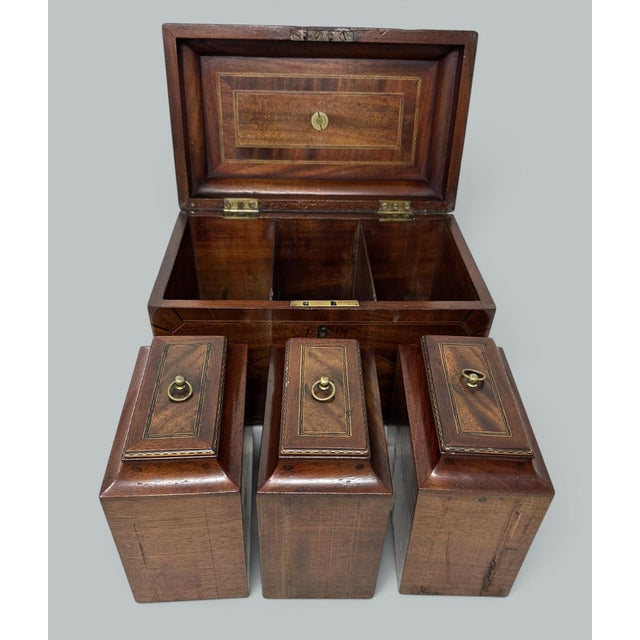 Traditional Antique English Wooden Georgian Chippendale Triple Tea Caddy 18c Irish Provenance For Sale - Image 3 of 11