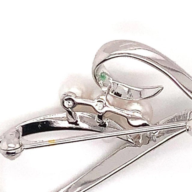 1990s 1990s Mikimoto Estate Pin Brooch Sterling Silver 3.14 Gr 4.55 mm For Sale - Image 5 of 9