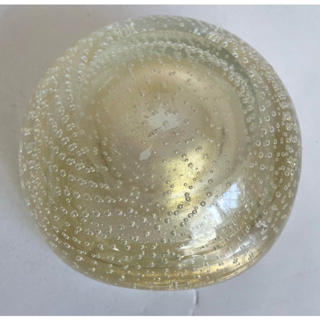 1950s Mid-Century Murano Bullicante Gold Aventurine Art Glass Finger Bowl For Sale - Image 5 of 10