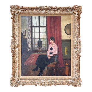 Early 20th Century Oil Portrait of a Young Lady, Dated 1914 For Sale