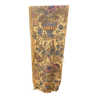 Vintage Hand Printed Linen Textile For Sale