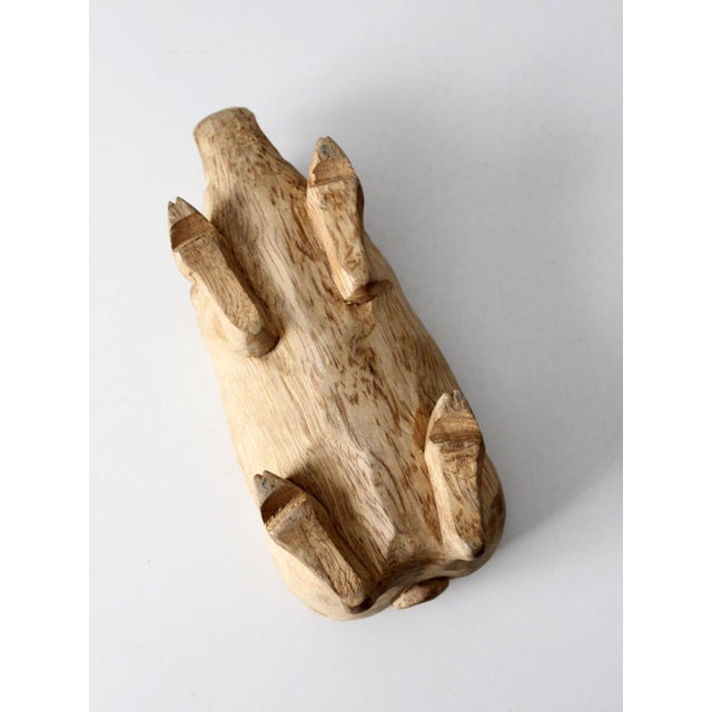 Vintage Hand-Carved Wood Folk Art Pig Bowl For Sale - Image 10 of 10