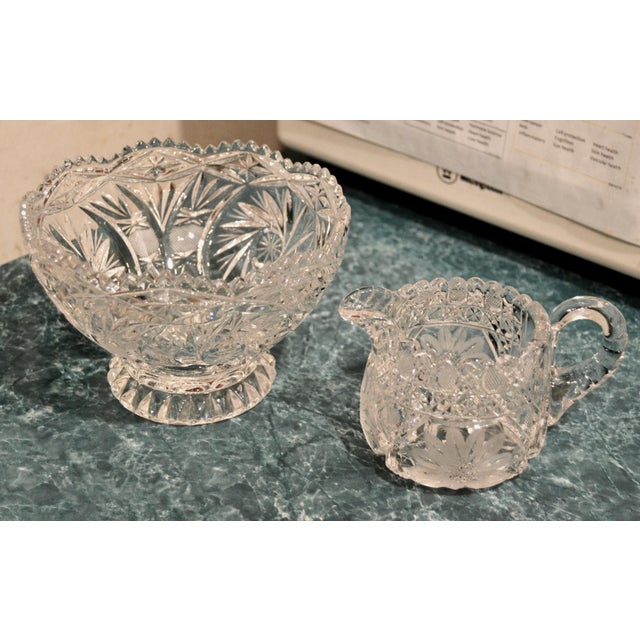 Early 20th Century American Brilliant Period Etched Cut Crystal Creamer Jug Pitcher For Sale - Image 11 of 12