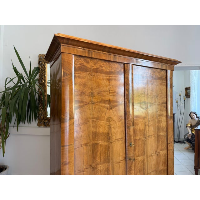 Antique Biedermeier Walnut Veneer Wardrobe For Sale - Image 16 of 17
