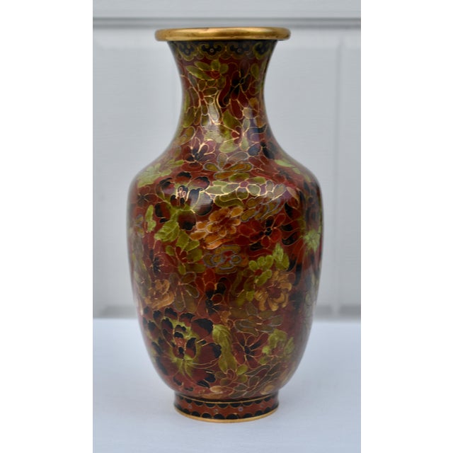 Vtg. Vintage Chinese Cloisonne Enamel Vase For Sale - Image 4 of 13