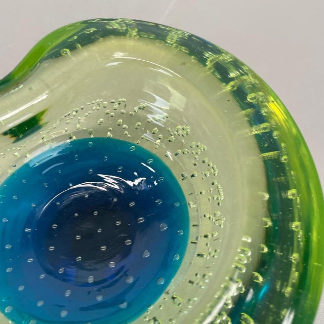 Large Murano Glass Bubble Yellow Bowl, Italy, 1970s For Sale - Image 13 of 18
