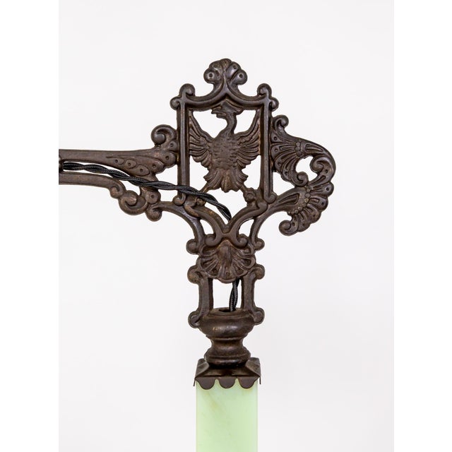Early 20th Century Deco Uranium Glass & Iron Bridge Floor Lamp For Sale In San Francisco - Image 6 of 10