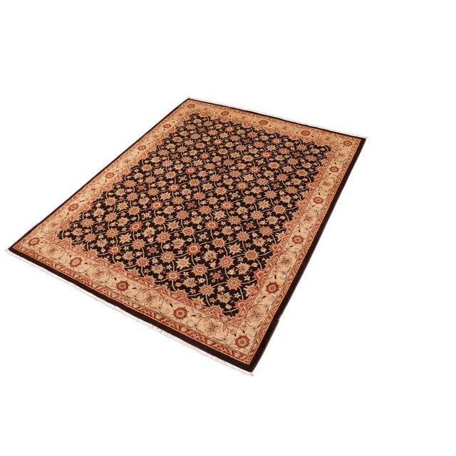 Shabby Chic Shabby Chic Ziegler Brown Beige Hand-Knotted Wool Rug - 7'11'' X 9'10'' For Sale - Image 3 of 8