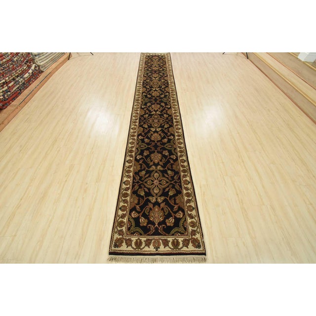 Farmhouse Agra Runner 2’7” X 15’2” Black Wool Traditional Hand-Knotted Oriental Rug For Sale - Image 3 of 12
