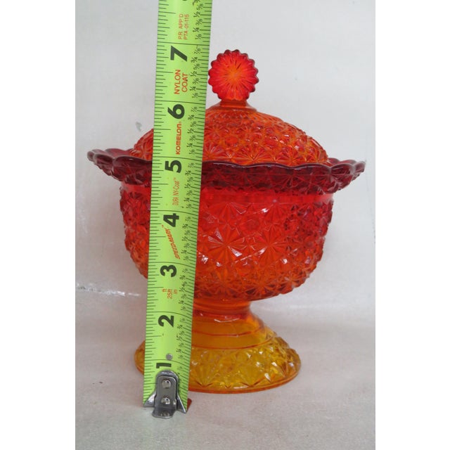 Uranium Amberina Flame Le Smith Daisy and Button Covered Candy Dish Glows 4493b For Sale - Image 9 of 10