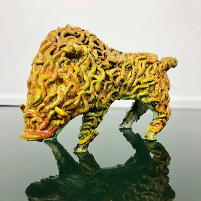 Italian Ceramic Boar Animal Sculpture by Gianluigi Mele, 1970s For Sale - Image 4 of 8