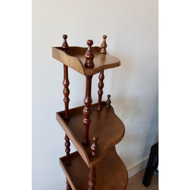 Wood Vintage 5-Level Corner Shelf in Turned Wood For Sale - Image 7 of 8