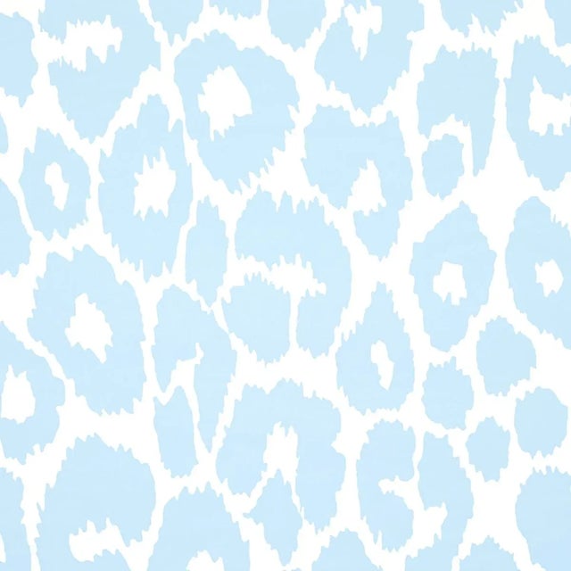 Modern Schumacher Iconic Leopard Wallpaper in Sky - Sample For Sale - Image 3 of 3