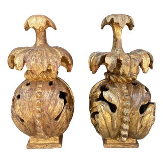 18th Century Ornaments in Chestnut, Set of 2 For Sale