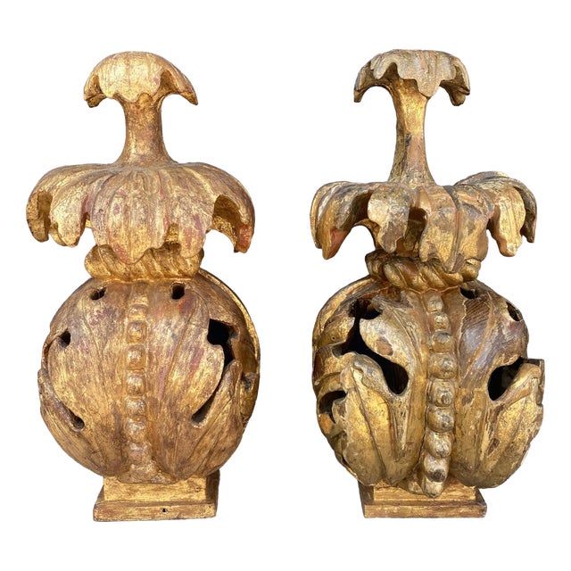 18th Century Ornaments in Chestnut, Set of 2 For Sale