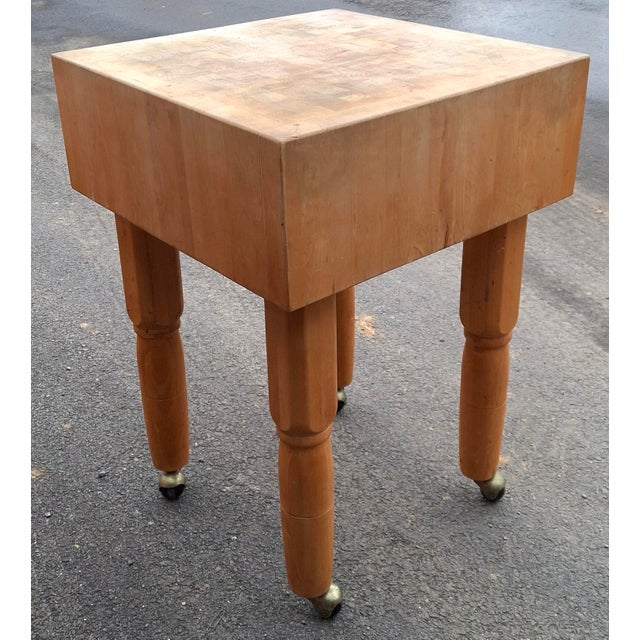 20th Century American Maple Chess-Top Rolling Chopping Block. Measures 23.75" in width, 23.75" in depth and 34" in height.