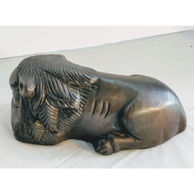 Mid 20th Century Vintage Bronzed Metal Lion Figurine For Sale - Image 5 of 8