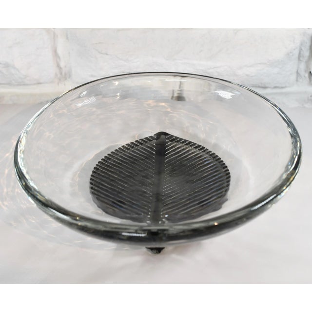 Glass Mid Century Modern Alfredo Barbini Murano Glass Leaf Bowl For Sale - Image 7 of 11